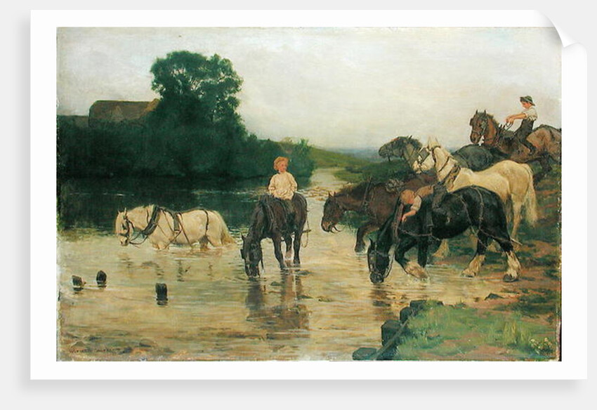 Bathing Horses after Work, 1884 by William Frank Calderon