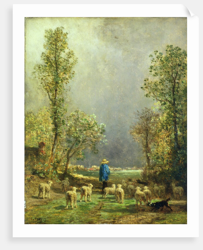 Sheep watching a Storm by Constant-Emile Troyon