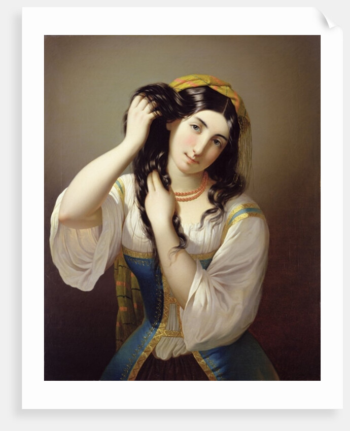 A Sicilian Playing with her Hair by Michele Cusa