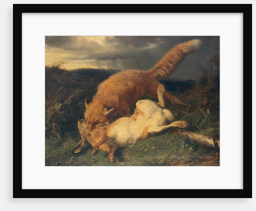 Fox and Hare, 1866 by Johann Baptist Hofner
