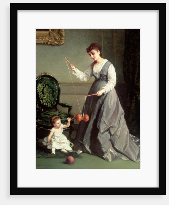 `Angel and Devil' or `Playing Diabolo, The-Devil-on-two-Sticks' 1868 by Cesare Felix dell' Acqua