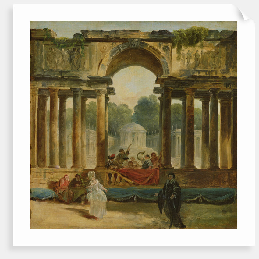 Dance and concert in a park by Hubert Robert