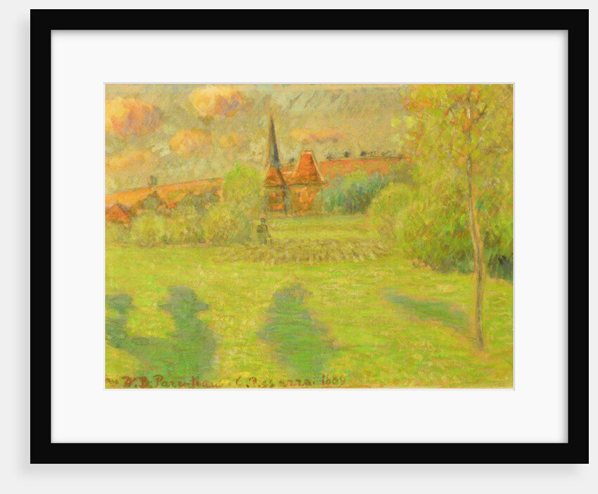 The shepherd and the church of Eragny, 1889 by Camille Pissarro