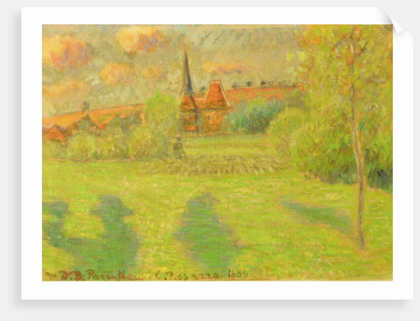 The shepherd and the church of Eragny, 1889 by Camille Pissarro
