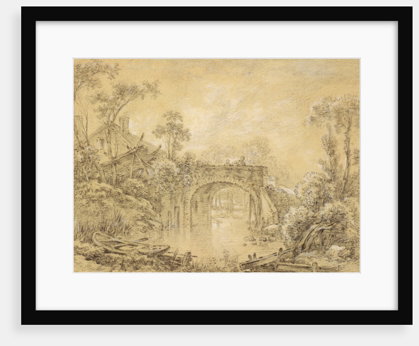 Landscape with a Rustic Bridge, c.1740 by Francois Boucher