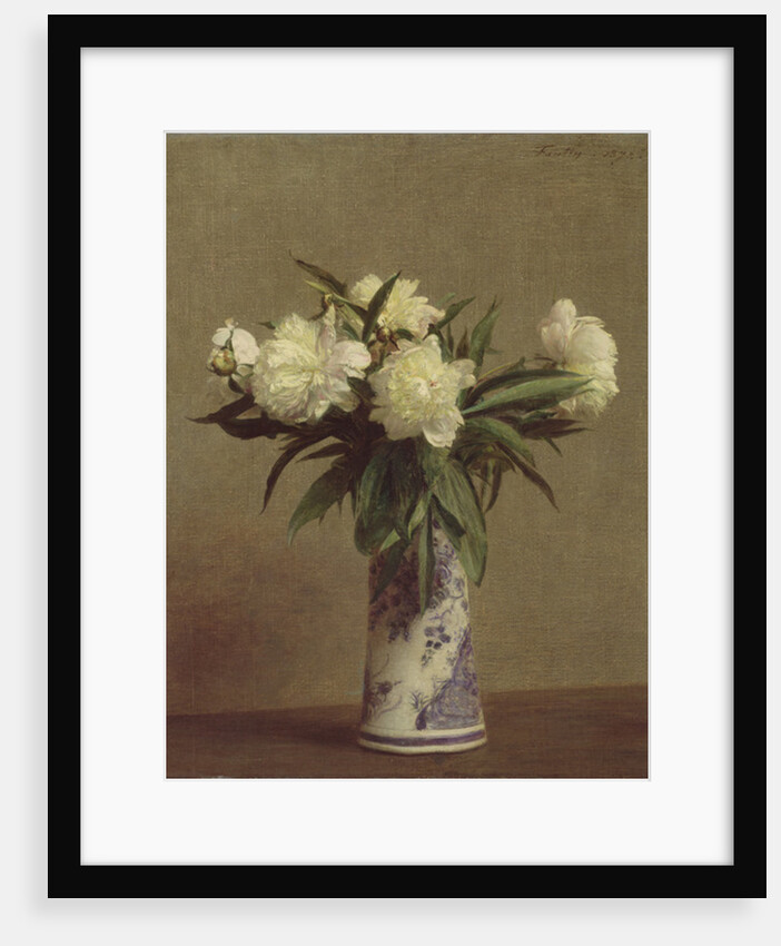 Peonies in a Blue and White Vase, 1872 by Ignace Henri Jean Fantin-Latour