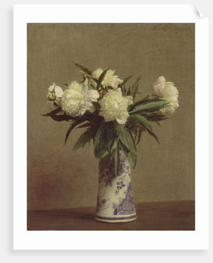 Peonies in a Blue and White Vase, 1872 by Ignace Henri Jean Fantin-Latour