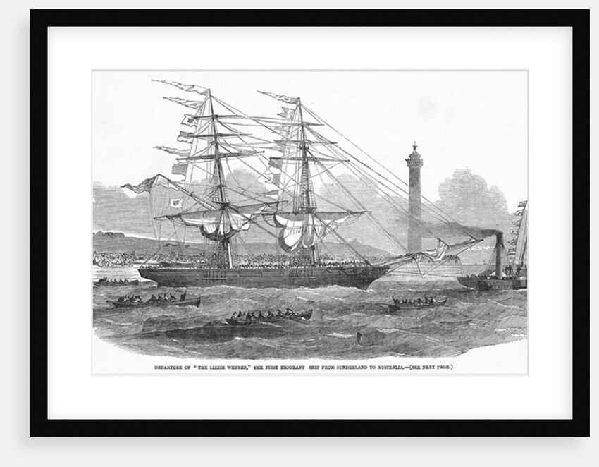 Departure of 'The Lizzie Webber', the first emigrant ship from Sunderland to Australia by English School