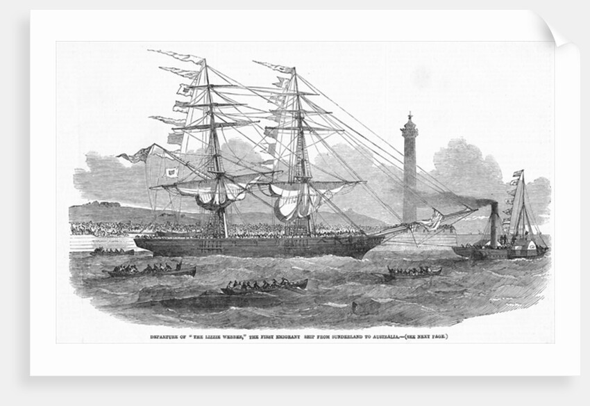 Departure of 'The Lizzie Webber', the first emigrant ship from Sunderland to Australia by English School