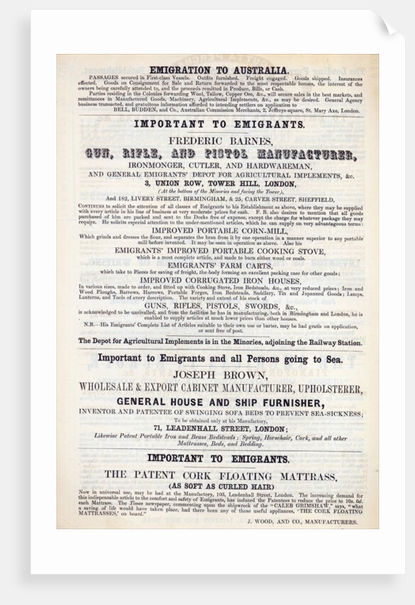 Poster advertising emigrant services by English School