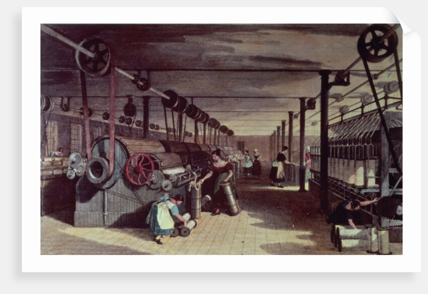 Interior of cotton mill, 19th century by Thomas Allom