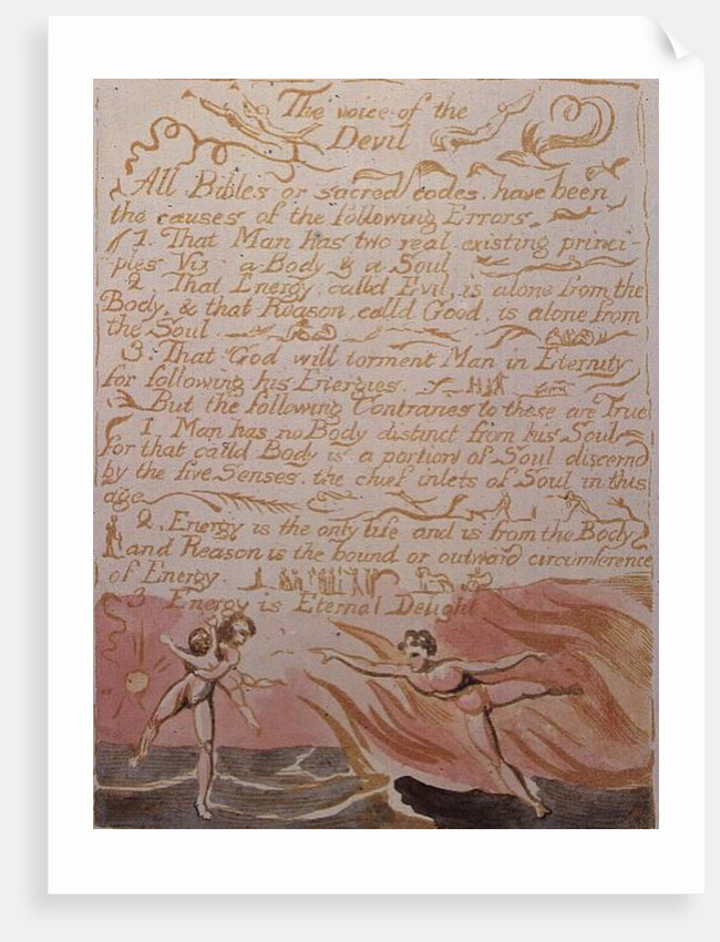 The Marriage of Heaven and Hell; The Voice of the Devil, c.1790 by William Blake