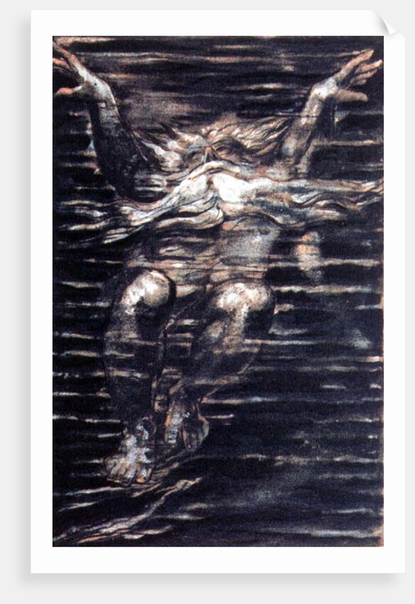 The First Book of Urizen; Bearded man swimming through water, 1794 by William Blake