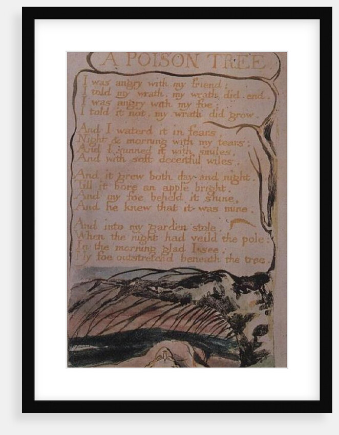Songs of Experience; A Poison Tree, 1794 by William Blake