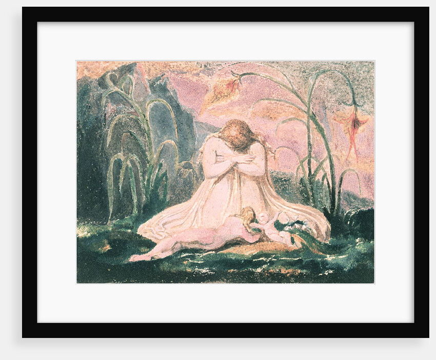 Book of Thel; Thel leaning over the 'Matron Clay' and the worm, 1789 by William Blake