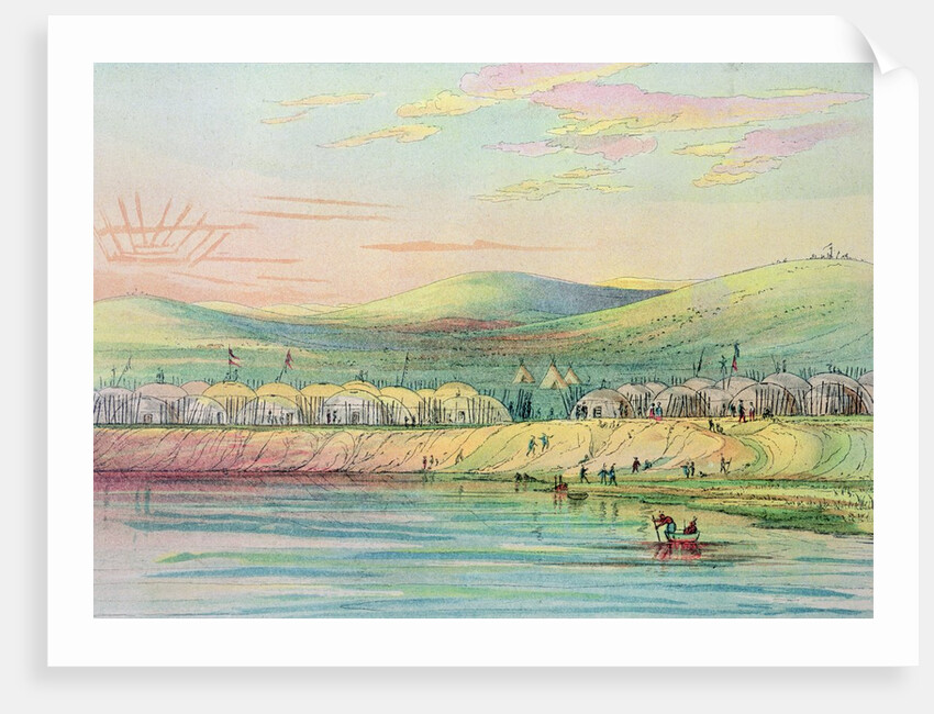 Riccaree village by George Catlin