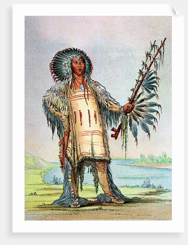 Mandan Indian Ha-Na-Tah-Muah, Wolf chief by George Catlin