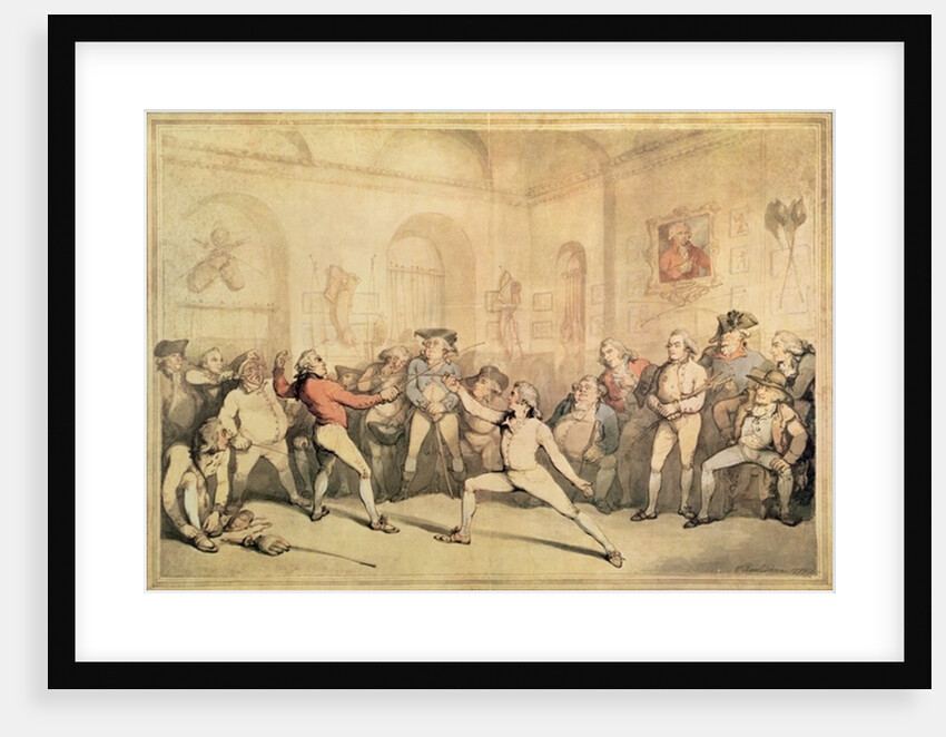 Angelo's Fencing Room, pub. 1787 by Thomas Rowlandson