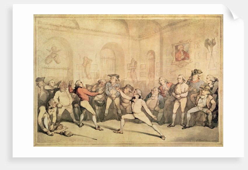 Angelo's Fencing Room, pub. 1787 by Thomas Rowlandson