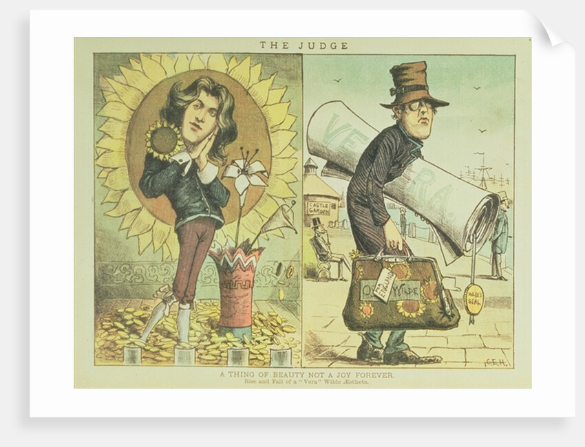 The Judge: a thing of beauty not a joy forever, caricature of Oscar Wilde, pub. in New York, 1883 by Anonymous