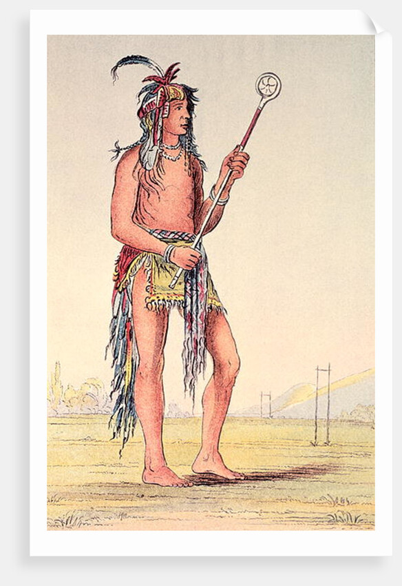 Sioux ball player Ah-No-Je-Nange, 'He who stands on both sides' by George Catlin