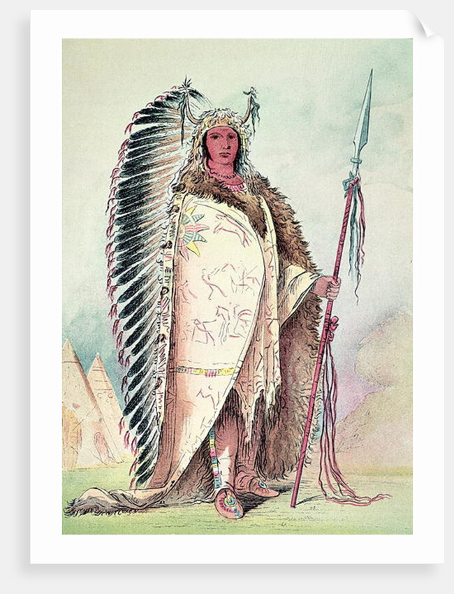 Sioux chief, 'The Black Rock' by George Catlin