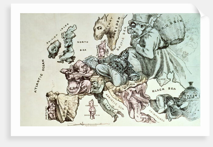Comic map of Europe by Frederick Rose, c.1870 by English School