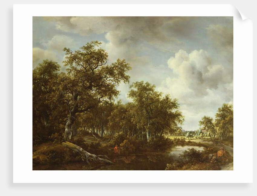A Wooded Landscape with an Angler by a Pond, 1664 by Meindert Hobbema