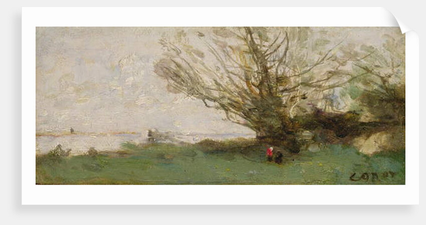 Winter Landscape Beside a Lake by Jean Baptiste Camille Corot