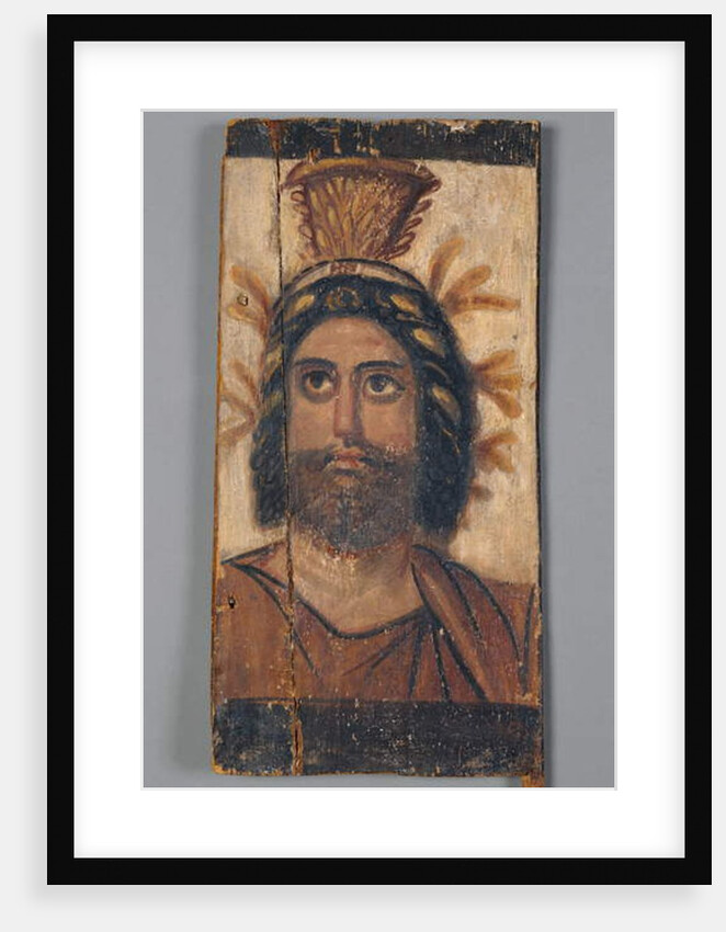 Panel with Painted Image of Serapis wearing a gold Kalathos crown, 180-200 AD by Roman Period Egyptian