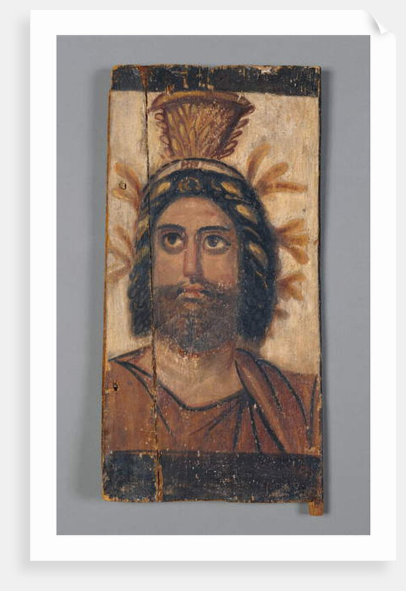 Panel with Painted Image of Serapis wearing a gold Kalathos crown, 180-200 AD by Roman Period Egyptian