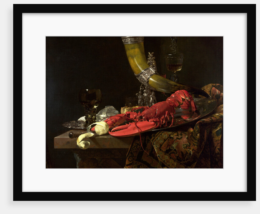 Still Life with the Drinking-Horn of the St. Sebastian Archers' Guild, Lobster and Glasses, c.1653 by Willem Kalf