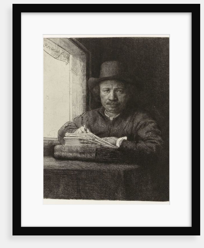 Self-portrait etching at a window, 1648 by Rembrandt Harmensz. van Rijn