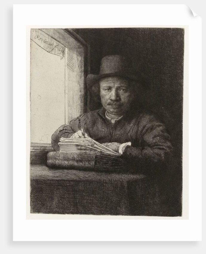 Self-portrait etching at a window, 1648 by Rembrandt Harmensz. van Rijn