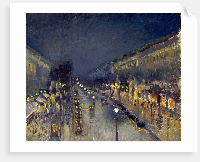 The Boulevard Montmartre at Night, 1897 by Camille Pissarro