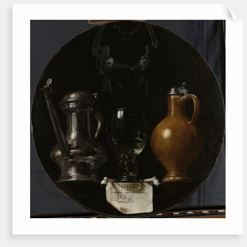 Emblematic Still Life with Flagon, Glass, Jug and Bridle, 1614 by Johannes Torrentius
