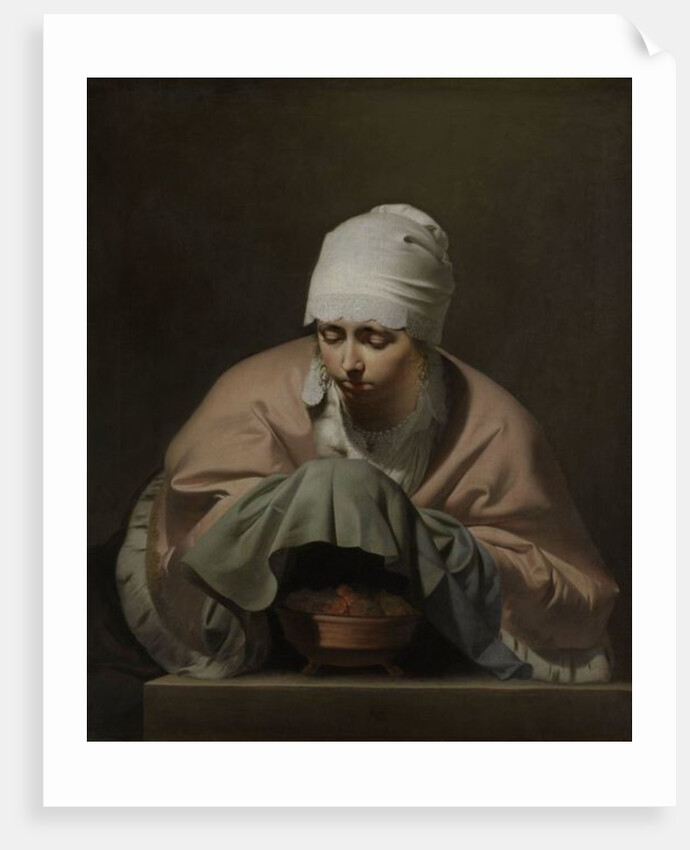 A Young Woman Warming her Hands over a Brazier, an Allegory of Winter, c.1644-8 by Cesar Boetius van Everdingen