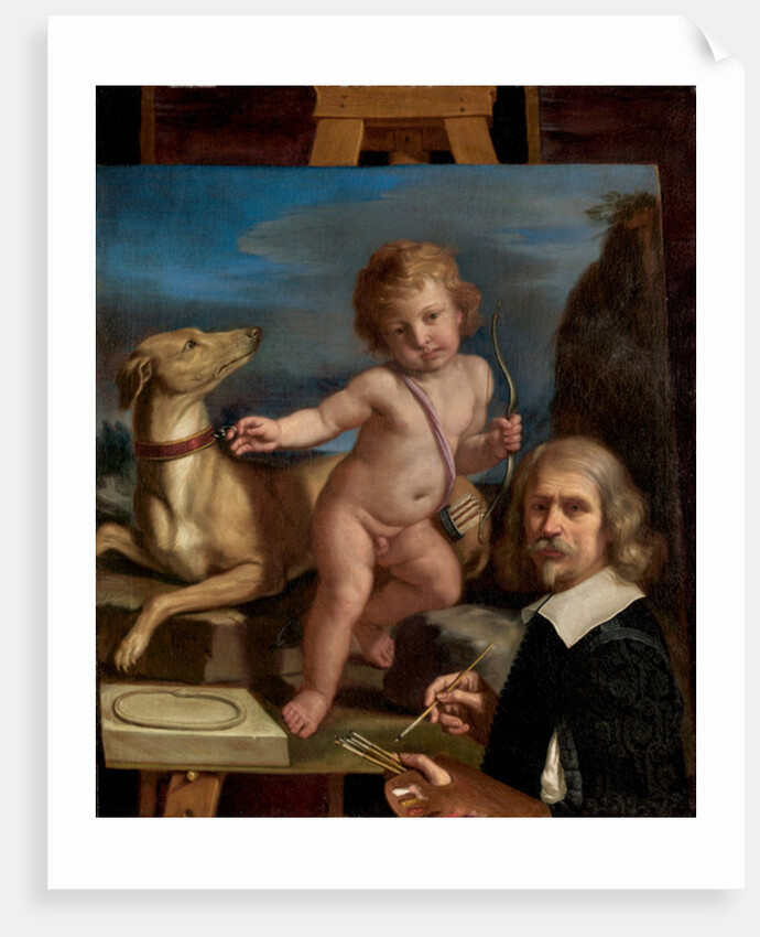 Self-Portrait before a Painting of 'Amor Fedele', 1655 by Guercino