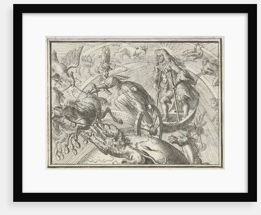 Caricature depicting Louis XIV as Apollo in his chariot, 1701 by Romeyn de Hooghe