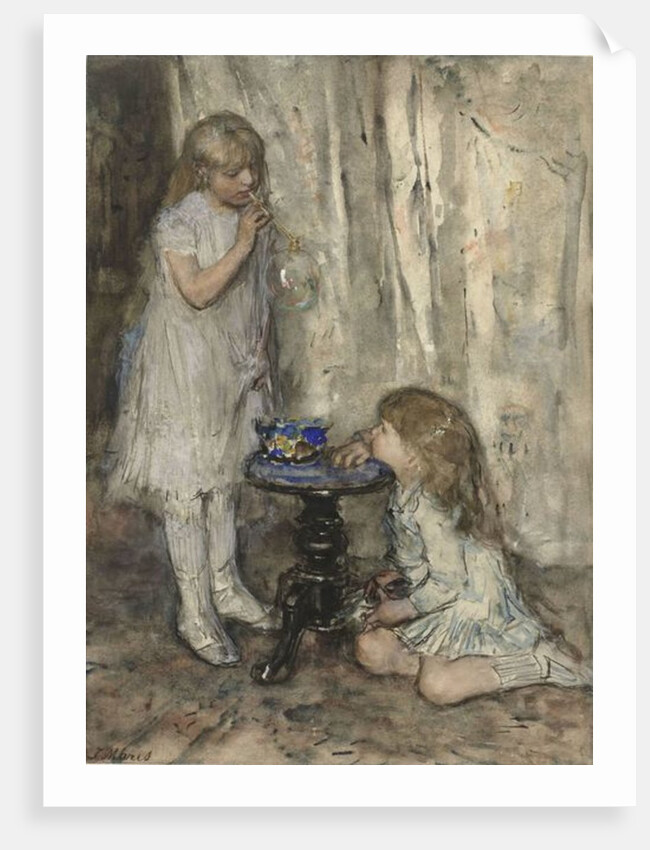 Two Girls Blowing Bubbles, c.1880 by Jacob Henricus or Hendricus Maris