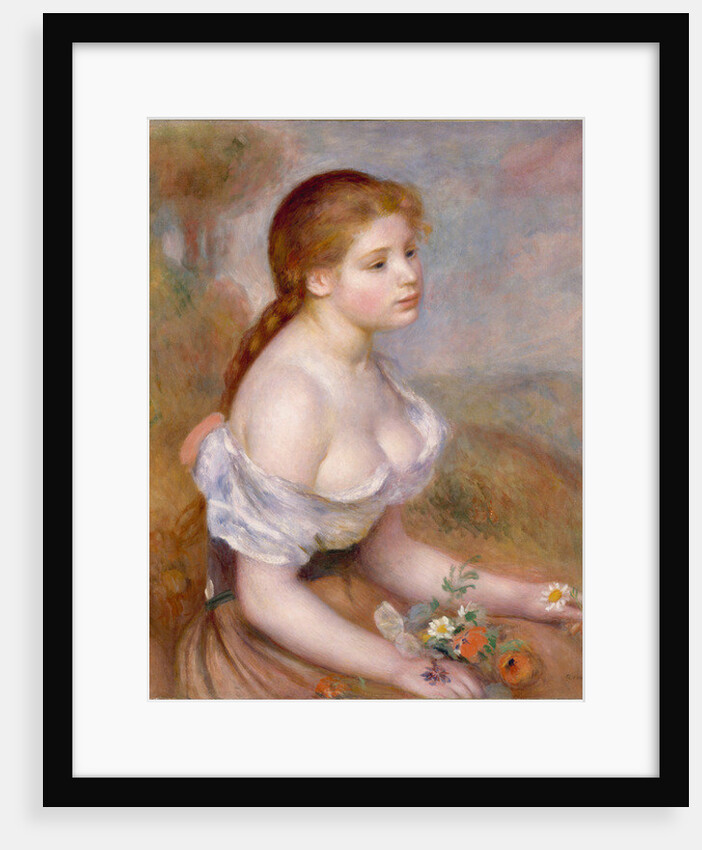 A Young Girl with Daisies, 1889 by Pierre Auguste Renoir