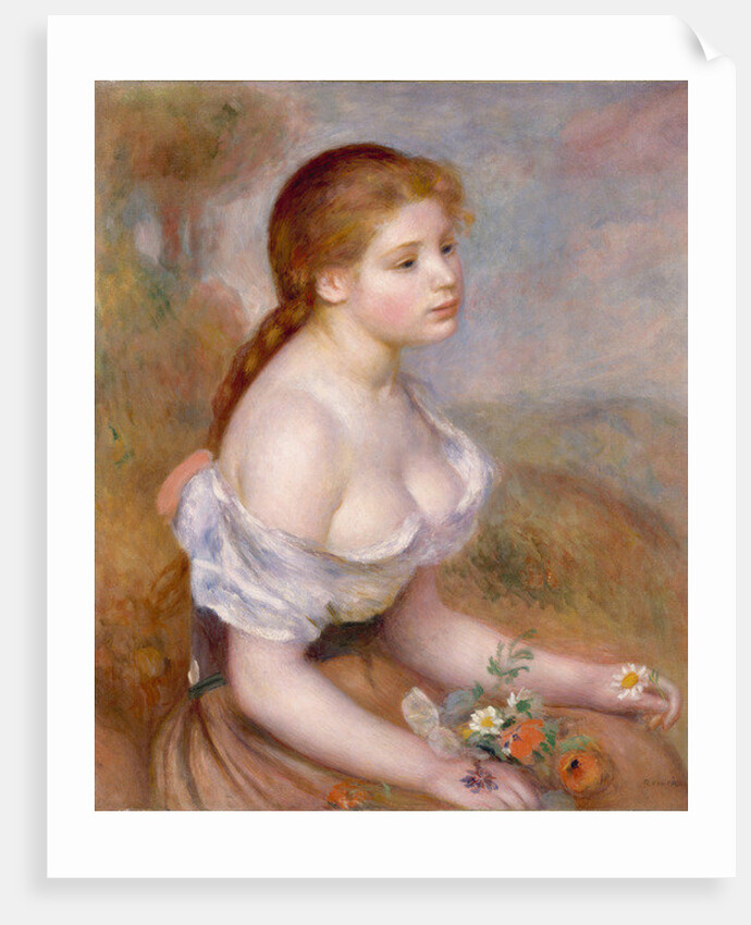 A Young Girl with Daisies, 1889 by Pierre Auguste Renoir