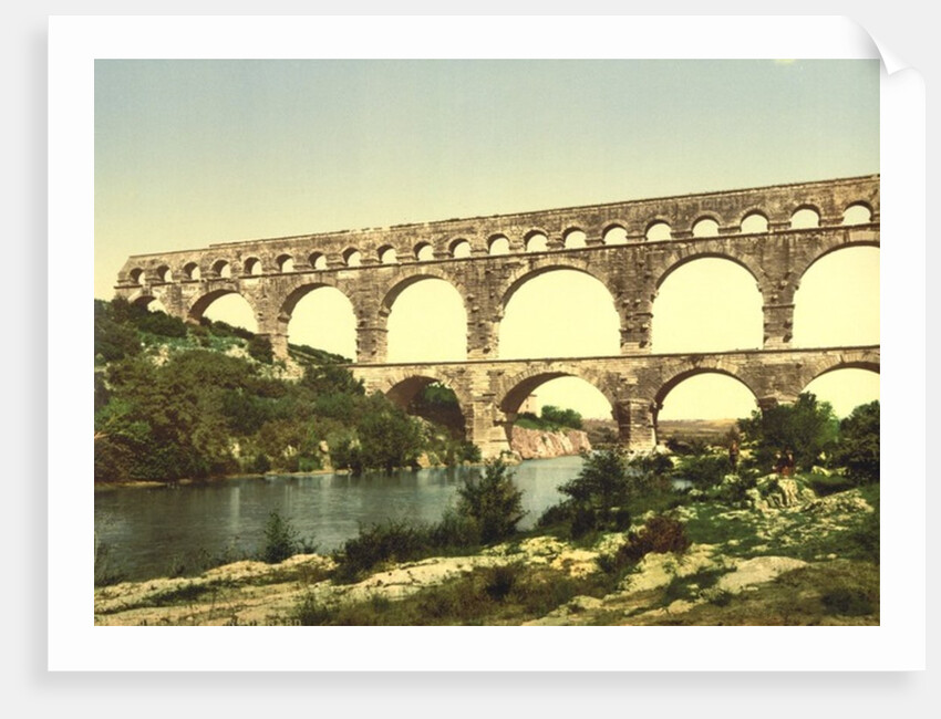 Roman bridge over the Gard, constructed by Agrippa, Nîmes, France, c.1890-c.1900 by Anonymous