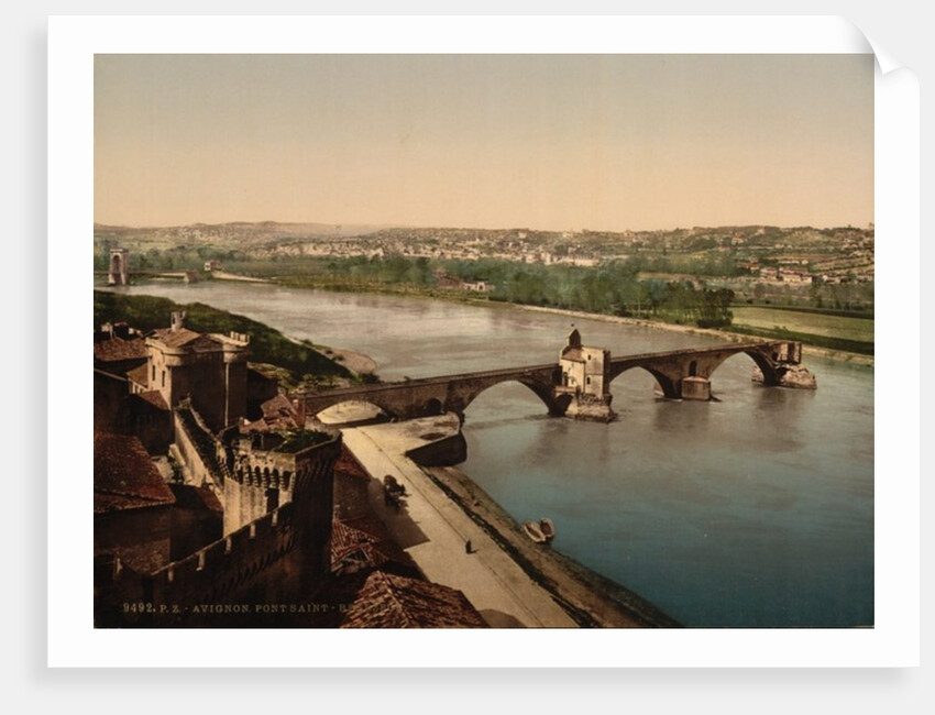 General view and Benezech or Benezet Bridge, Avignon, Provence, France, c.1890-c.1900 by Anonymous
