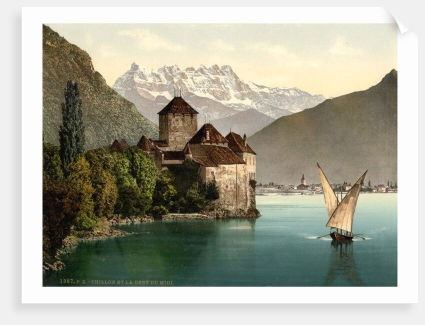 Chillon Castle, and Dent du Midi, Geneva Lake, Switzerland, c.1890-c.1900 by Anonymous