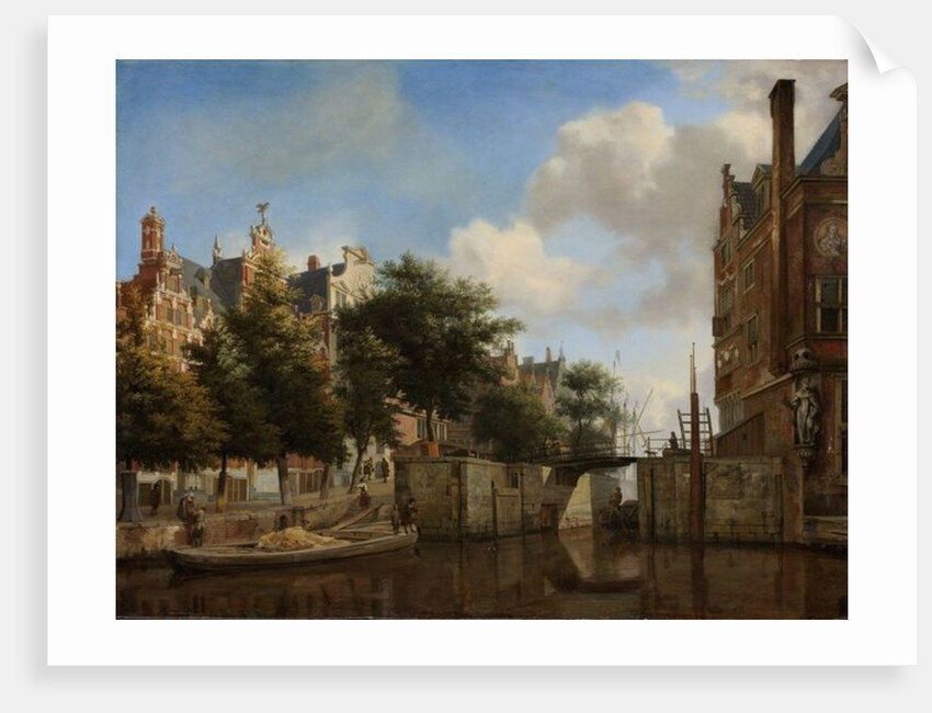 Amsterdam City View with Houses on the Herengracht and the old Haarlemmersluis, c.1670 by Jan van der Heyden