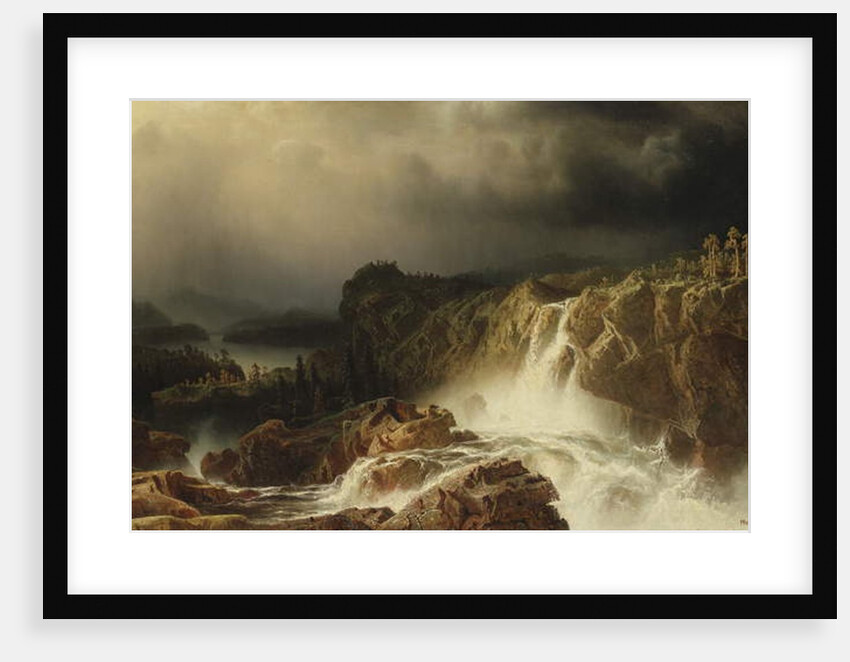 Rocky Landscape with Waterfall in Smaland, 1859 by Marcus Larson