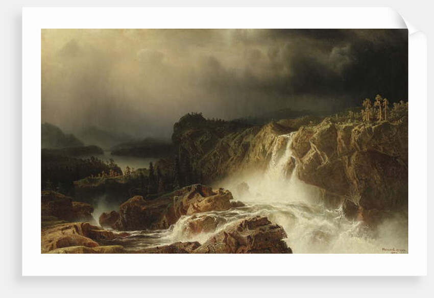 Rocky Landscape with Waterfall in Smaland, 1859 by Marcus Larson