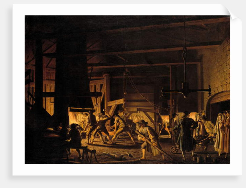In the Anchor-Forge at Soderfors. The Smiths Hard at Work by Pehr Hillestrom
