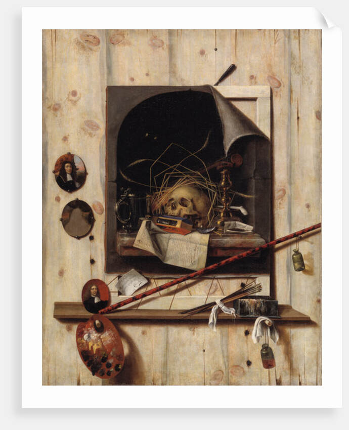 Trompe l'oeil with Studio Wall and Vanitas Still Life, 1668 by Cornelis Norbertus Gijsbrechts